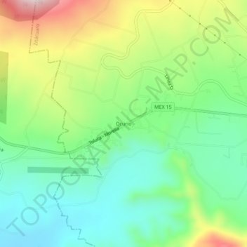 Mapa topográfico Ocurio, altitude, relevo
