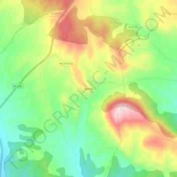 Mapa topográfico Nachá, altitude, relevo