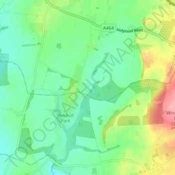 Mapa topográfico Wildicote, altitude, relevo