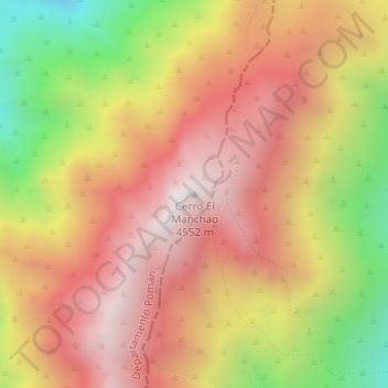 Mapa topográfico Cerro El Manchao, altitude, relevo