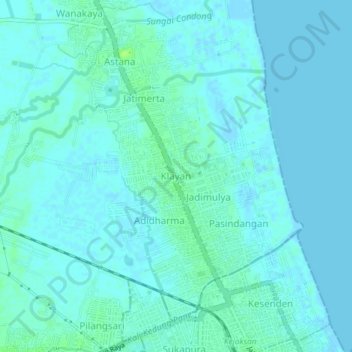 Mapa topográfico Klayan, altitude, relevo