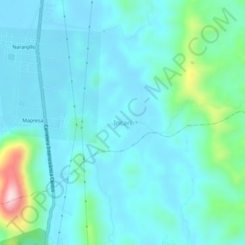 Mapa topográfico Incari, altitude, relevo