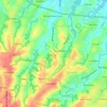 Mapa topográfico Routa, altitude, relevo