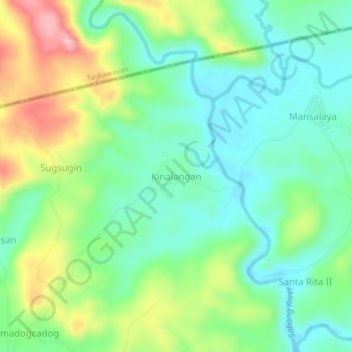 Mapa topográfico Kinalangan, altitude, relevo