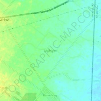 Mapa topográfico Malingon, altitude, relevo