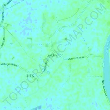 Mapa topográfico Luddington, altitude, relevo