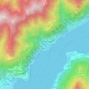 Mapa topográfico Borgo, altitude, relevo
