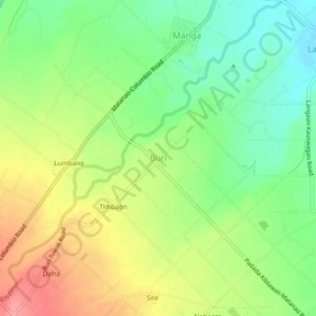 Mapa topográfico Buri, altitude, relevo