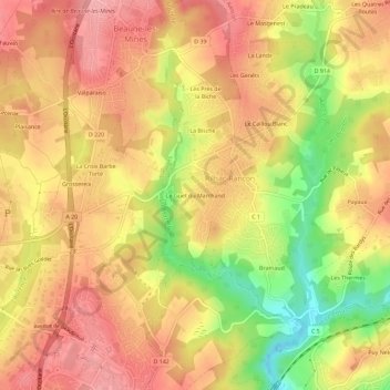 Mapa topográfico Le Guet du Marchand, altitude, relevo