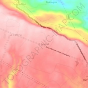 Mapa topográfico Libertad, altitude, relevo