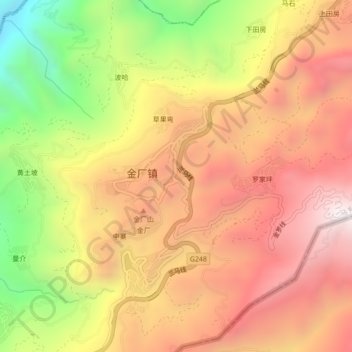 Mapa topográfico 小罗家坪, altitude, relevo