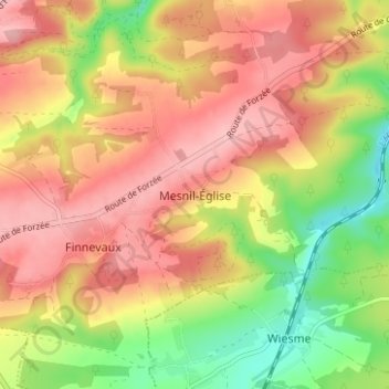 Mapa topográfico Mesnil-Église, altitude, relevo