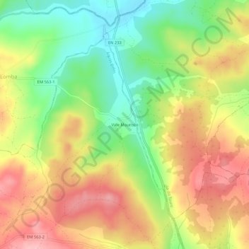 Mapa topográfico Vale Mourisco, altitude, relevo
