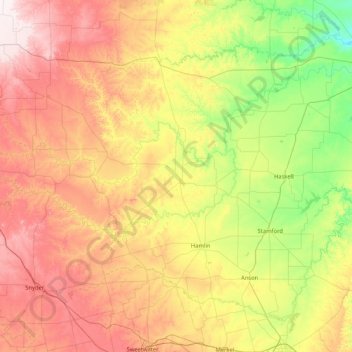 Mapa topográfico Stonewall, altitude, relevo