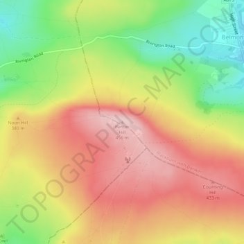 Mapa topográfico Winter Hill, altitude, relevo