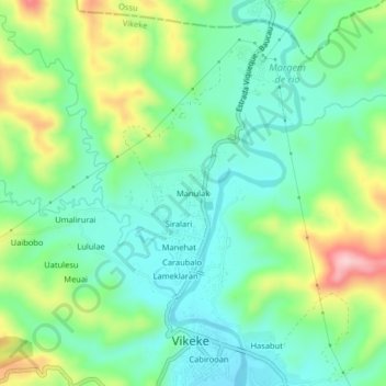 Mapa topográfico Manulak, altitude, relevo