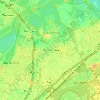 Mapa topográfico Brachterbeek, altitude, relevo