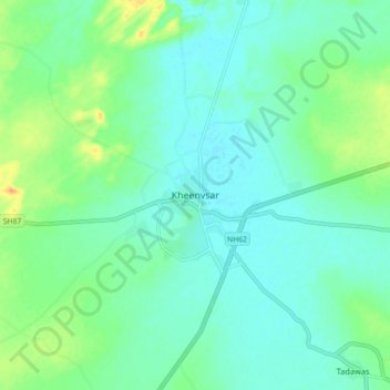 Mapa topográfico Kheenvsar, altitude, relevo