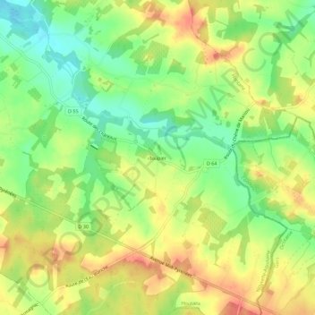 Mapa topográfico Toupier, altitude, relevo