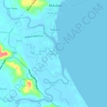 Mapa topográfico Tapucan, altitude, relevo