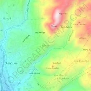Mapa topográfico Bayas, altitude, relevo