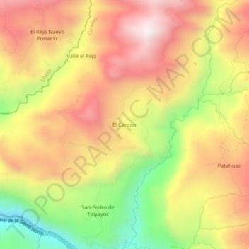 Mapa topográfico El Cardon, altitude, relevo