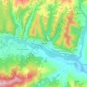 Mapa topográfico Sugremaro, altitude, relevo