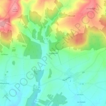 Mapa topográfico Jeangeloup, altitude, relevo