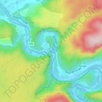 Mapa topográfico Le Pont d'Arc, altitude, relevo