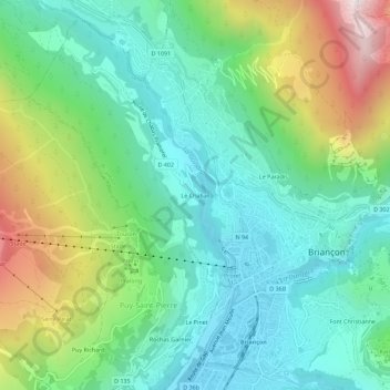 Mapa topográfico Le Chabas, altitude, relevo