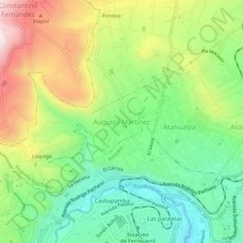 Mapa topográfico Augusto Martínez, altitude, relevo