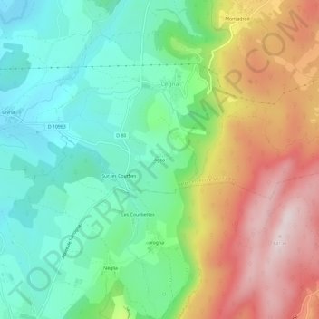 Mapa topográfico Agea, altitude, relevo