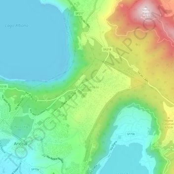 Mapa topográfico Monte Gentile, altitude, relevo