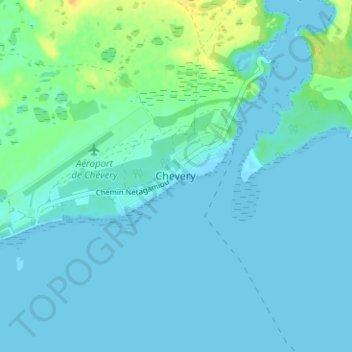 Mapa topográfico Chevery, altitude, relevo