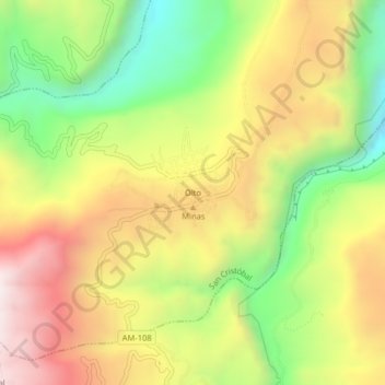 Mapa topográfico Olto, altitude, relevo