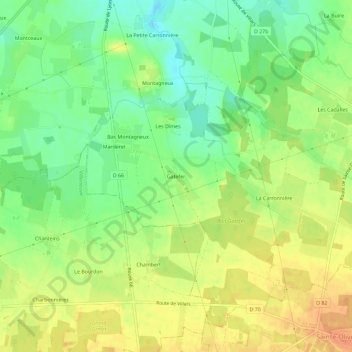 Mapa topográfico Gatefer, altitude, relevo