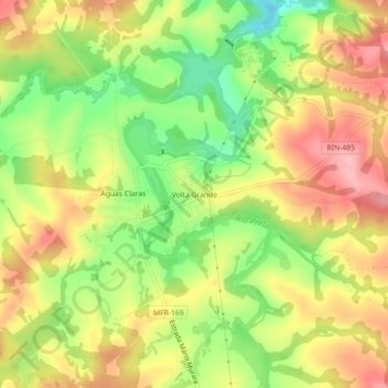 Mapa topográfico Volta Grande, altitude, relevo