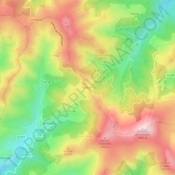 Mapa topográfico Sarasset, altitude, relevo