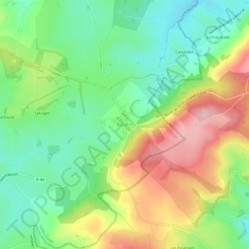 Mapa topográfico Bouloc, altitude, relevo