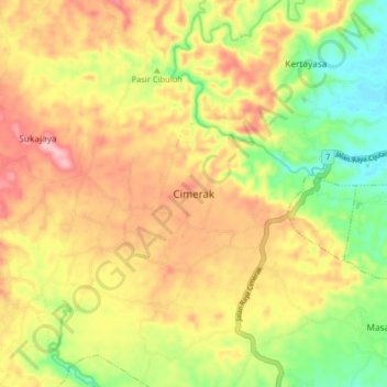 Mapa topográfico Cimerak, altitude, relevo