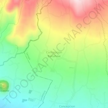 Mapa topográfico Concepcion Banahaw, altitude, relevo