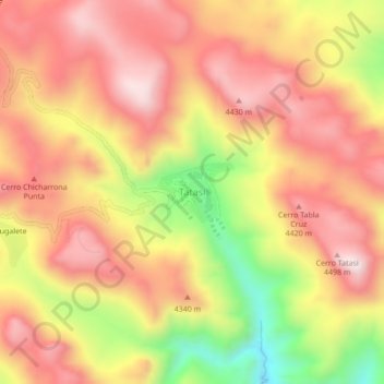 Mapa topográfico Tatasi, altitude, relevo