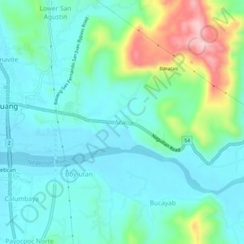 Mapa topográfico Acao, altitude, relevo