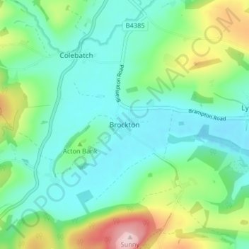 Mapa topográfico Brockton, altitude, relevo