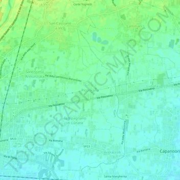 Mapa topográfico Picciorana, altitude, relevo