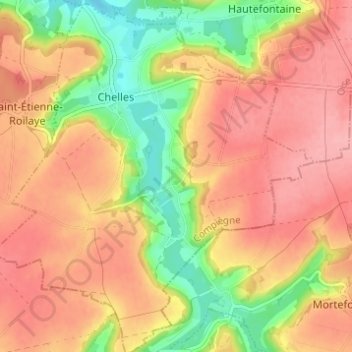 Mapa topográfico Bérogne, altitude, relevo