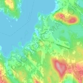 Mapa topográfico Aukland, altitude, relevo