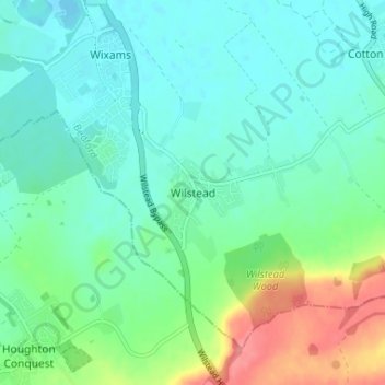 Mapa topográfico Wilstead, altitude, relevo