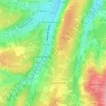Mapa topográfico Chalier, altitude, relevo