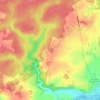 Mapa topográfico La Borde, altitude, relevo